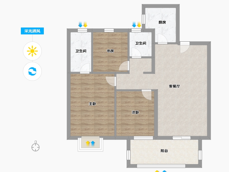 江苏省-盐城市-爱琴海国际广场-80.00-户型库-采光通风