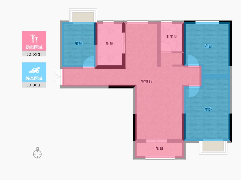 江苏省-苏州市-锦荷苑-75.17-户型库-动静分区