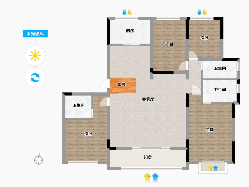 浙江省-宁波市-臻和院-146.46-户型库-采光通风