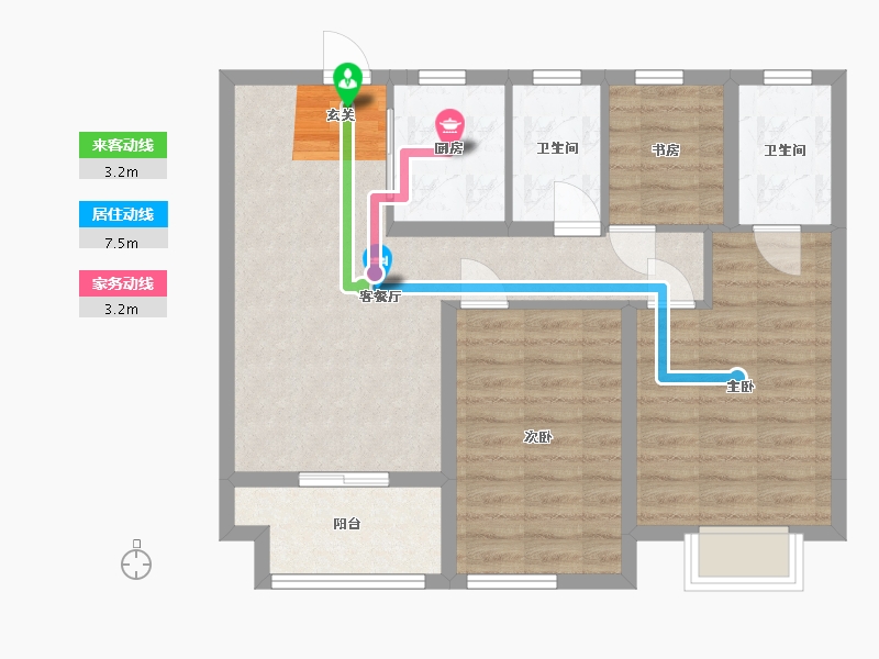 浙江省-宁波市-华鸿大发誉林府-73.16-户型库-动静线