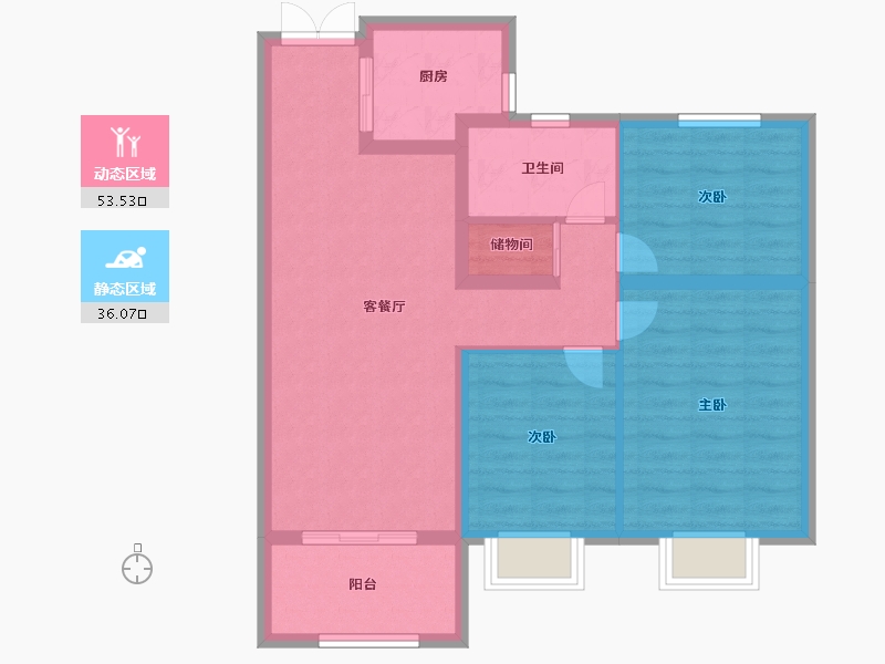 安徽省-阜阳市-高速・时代城-80.00-户型库-动静分区