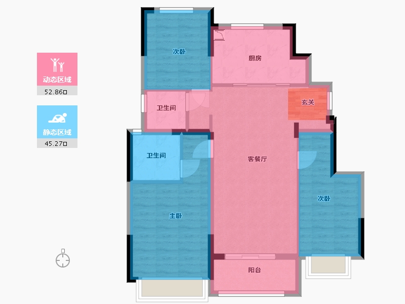 浙江省-宁波市-景瑞水印江山-88.00-户型库-动静分区