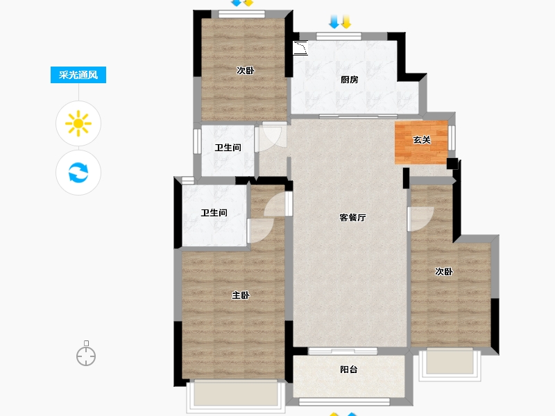 浙江省-宁波市-景瑞水印江山-88.00-户型库-采光通风