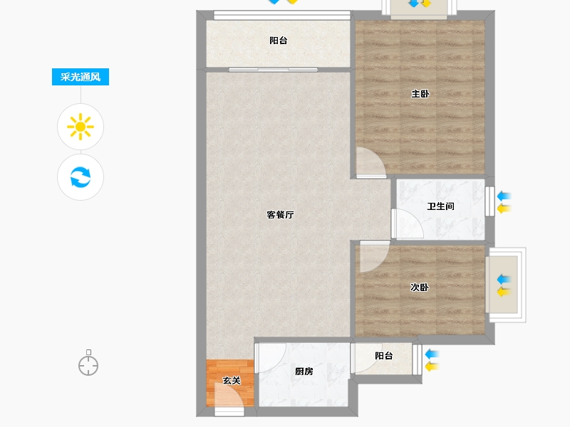 广东省-深圳市-阳光明居-68.13-户型库-采光通风