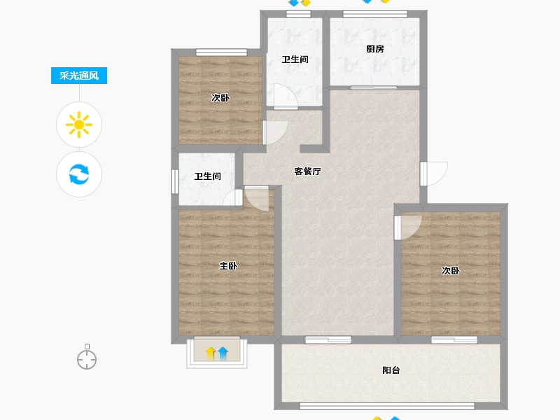 江苏省-南通市-璟御豪庭-105.00-户型库-采光通风