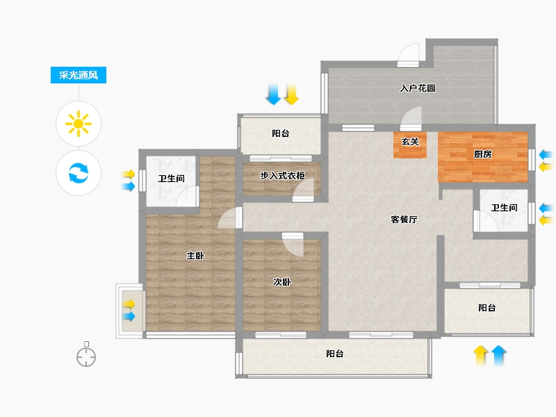 湖南省-株洲市-中房天玺湾-116.65-户型库-采光通风