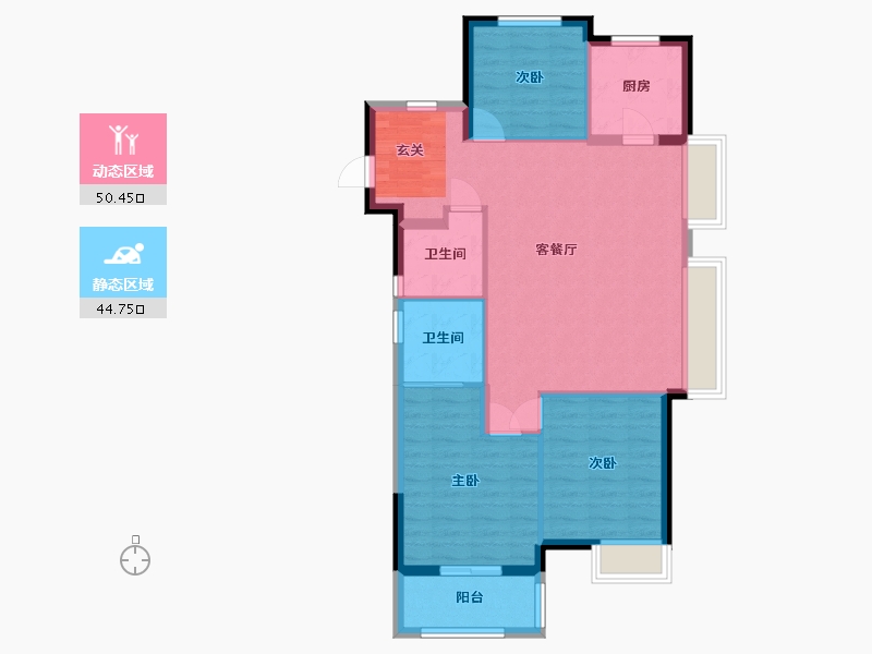 浙江省-宁波市-禹洲海西明月府-86.31-户型库-动静分区