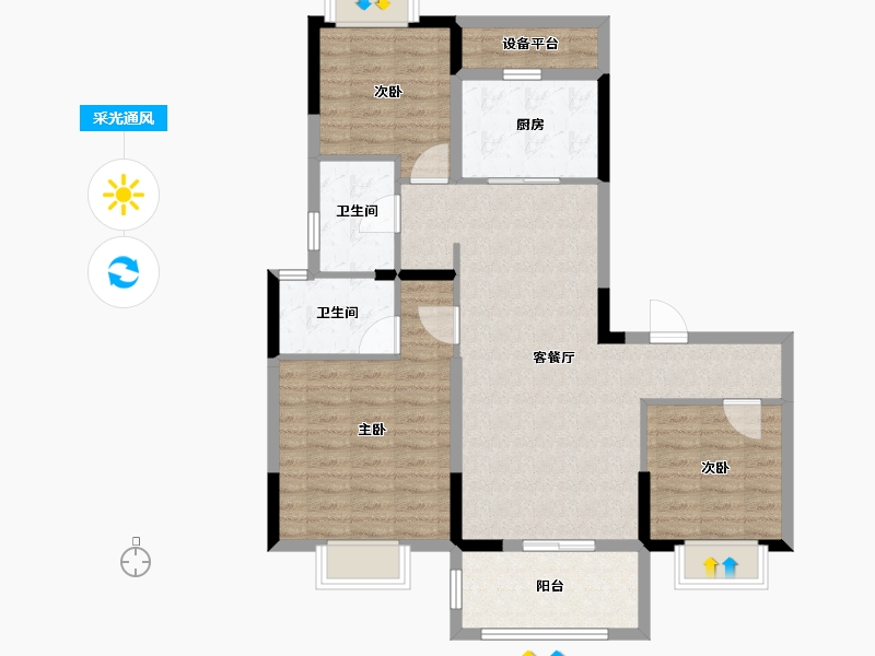 安徽省-安庆市-碧桂园长江万里-94.78-户型库-采光通风