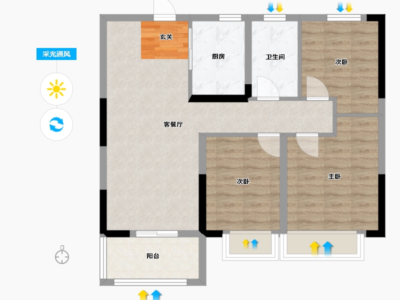 安徽省-合肥市-华地翡翠公园-74.00-户型库-采光通风