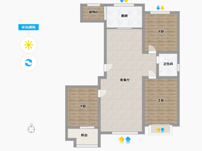 山东省-潍坊市-青云瑞景园-98.00-户型库-采光通风