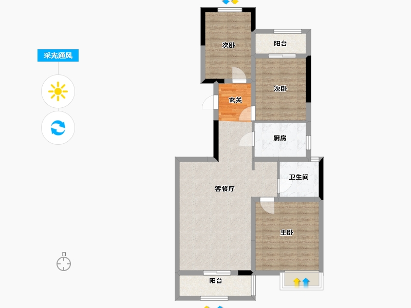 河南省-郑州市-正商生态城-87.00-户型库-采光通风