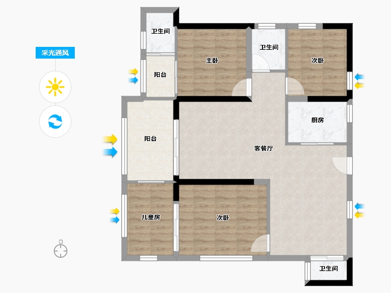 湖北省-十堰市-震洋贵府-94.75-户型库-采光通风