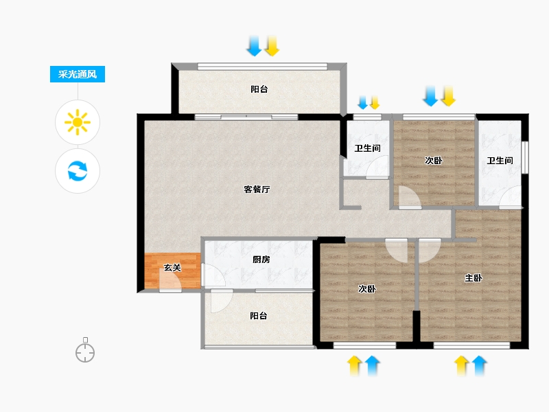 福建省-漳州市-招商卡达凯斯-111.55-户型库-采光通风