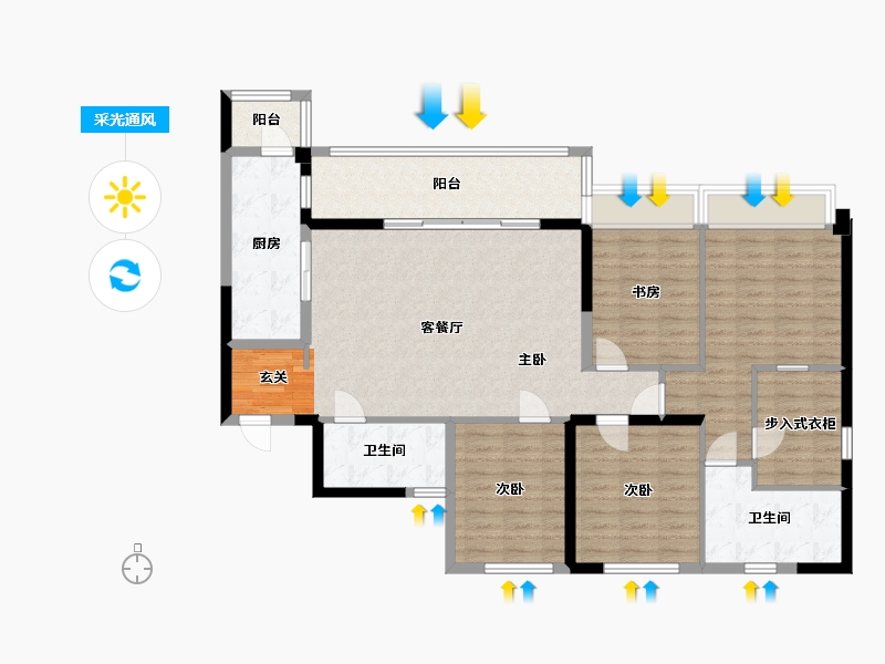 四川省-成都市-华润置地悦玺-123.80-户型库-采光通风