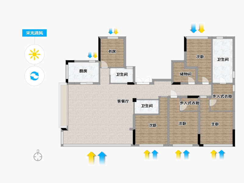 安徽省-合肥市-融创望海潮-187.96-户型库-采光通风