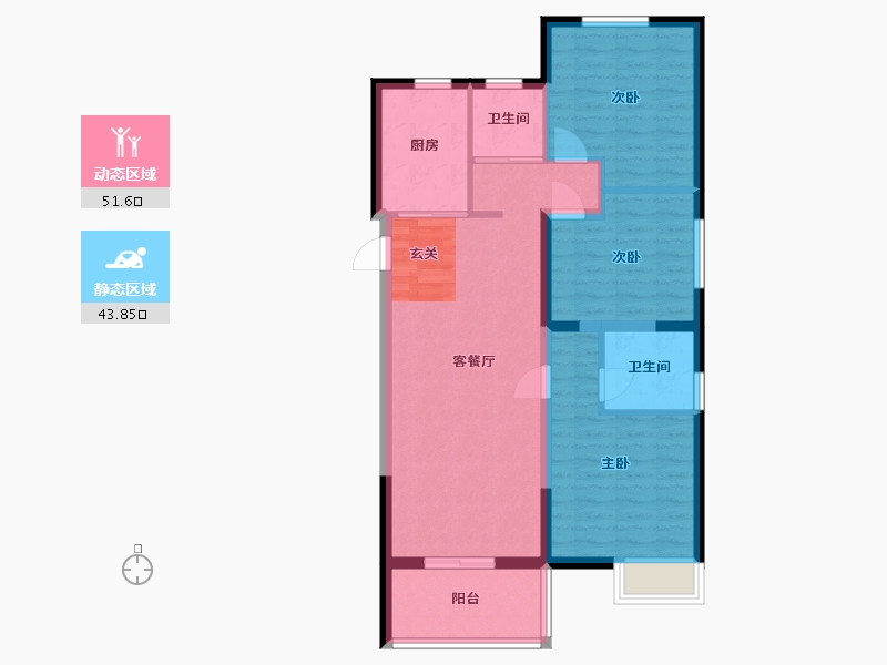 安徽省-合肥市-中国铁建清溪国际・樾园-85.77-户型库-动静分区