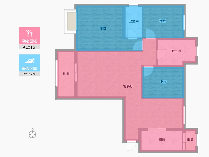 天津-天津市-天津恒大帝景-88.99-户型库-动静分区