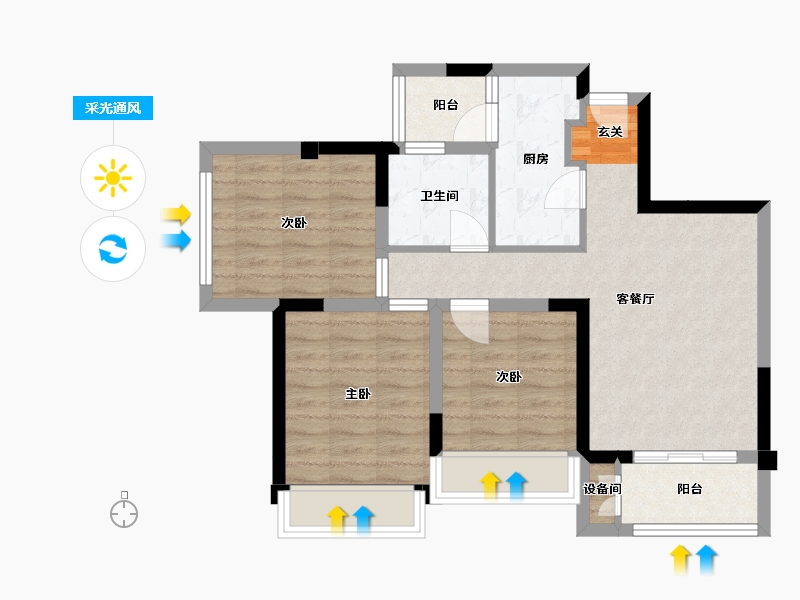 四川省-成都市-奥园棠�h府-69.43-户型库-采光通风