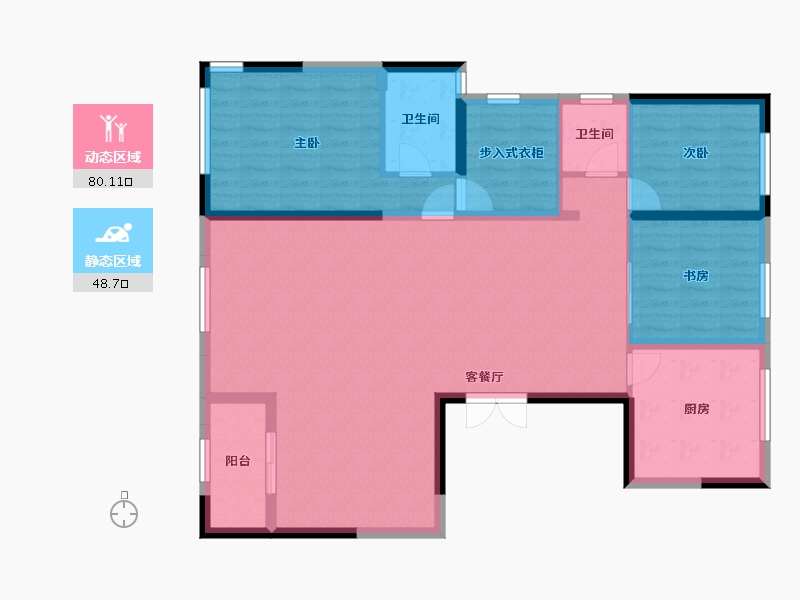 陕西省-西安市-蓝光长岛-116.79-户型库-动静分区