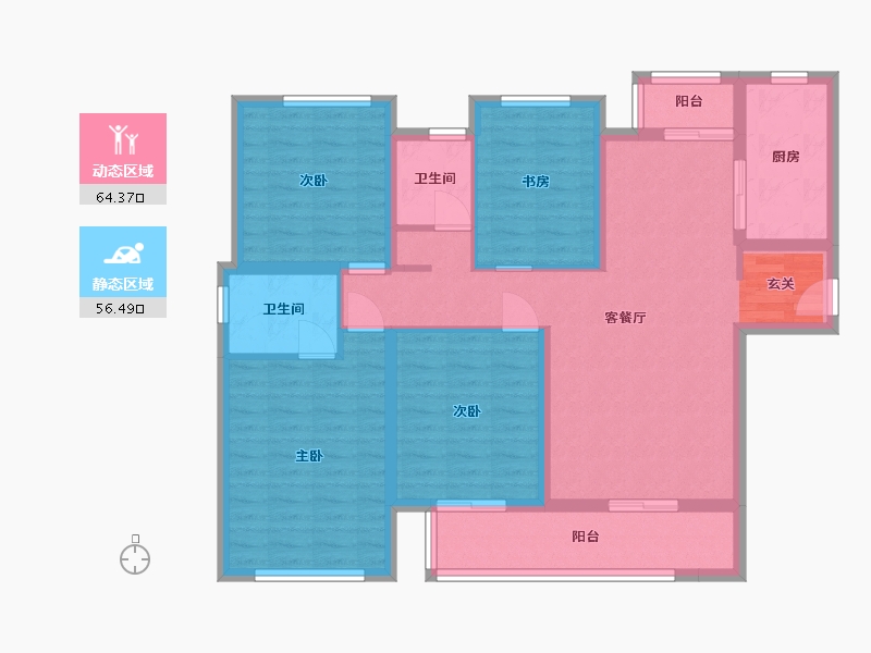 四川省-成都市-花样年・东原・香�T第-107.67-户型库-动静分区