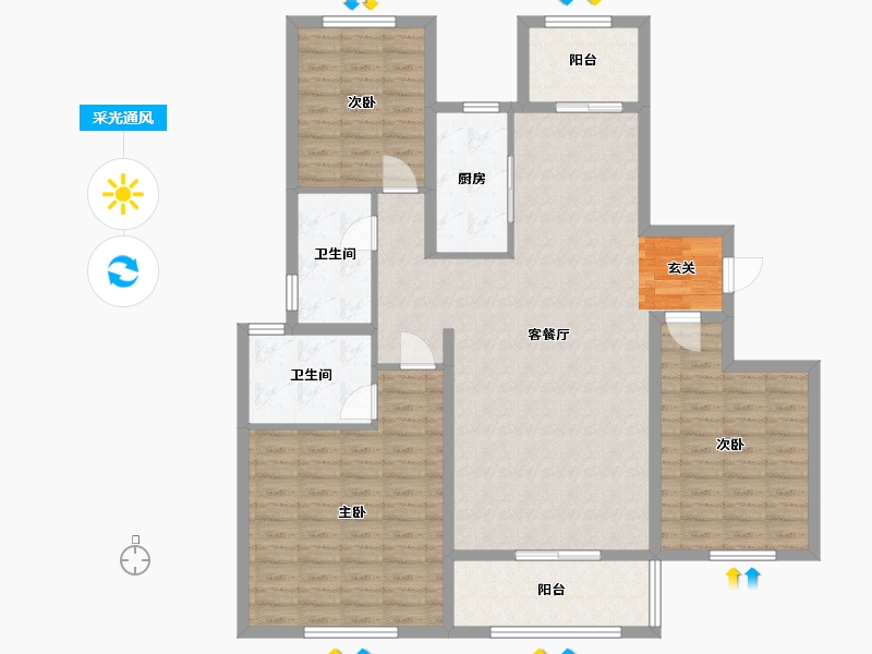 河南省-信阳市-书香苑三期-120.77-户型库-采光通风