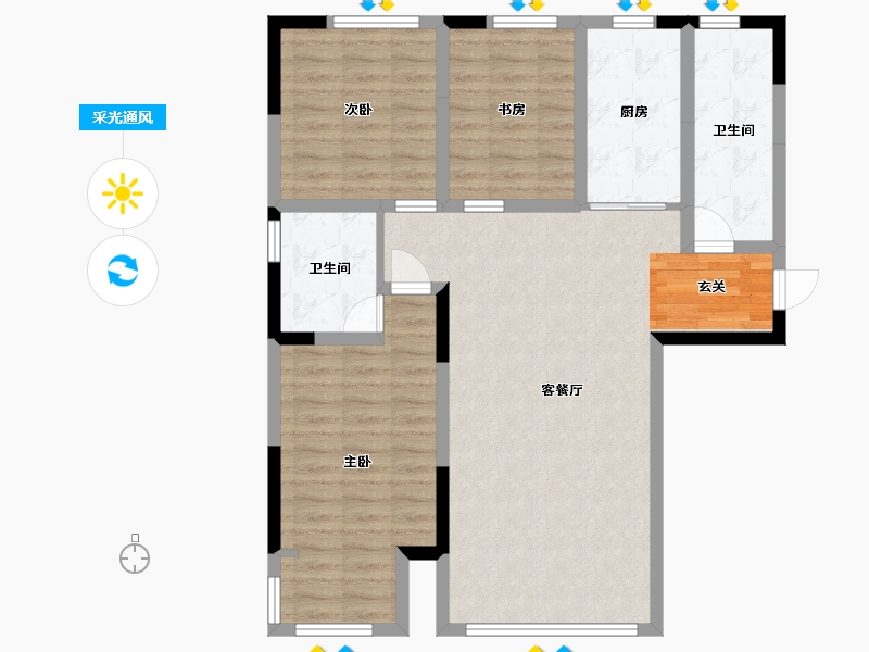 陕西省-延安市-盛世花园-91.63-户型库-采光通风