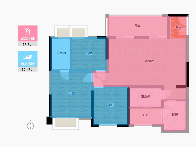 四川省-成都市-城投置地楠悦-83.25-户型库-动静分区