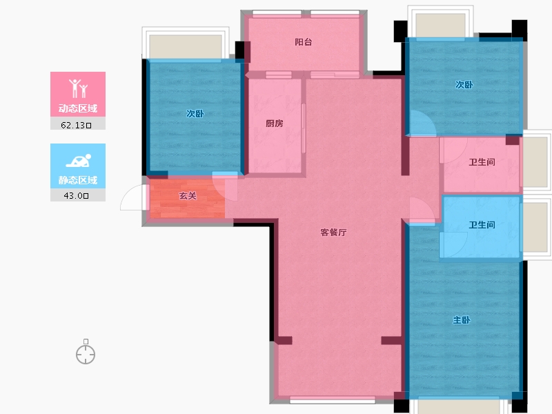 四川省-成都市-金沙宸宇公馆-93.80-户型库-动静分区