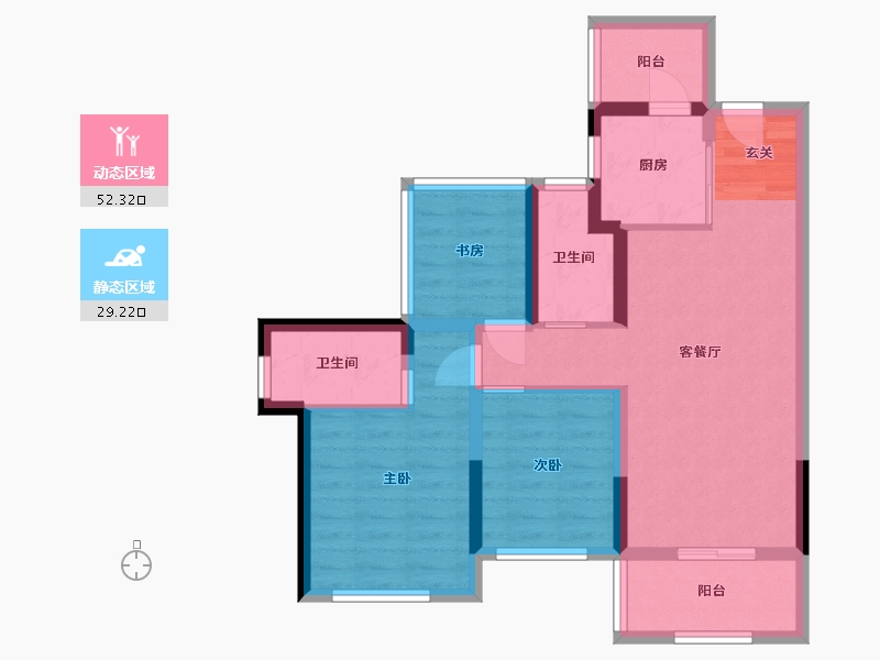 四川省-成都市-龙光・天府玖龙郡-71.30-户型库-动静分区