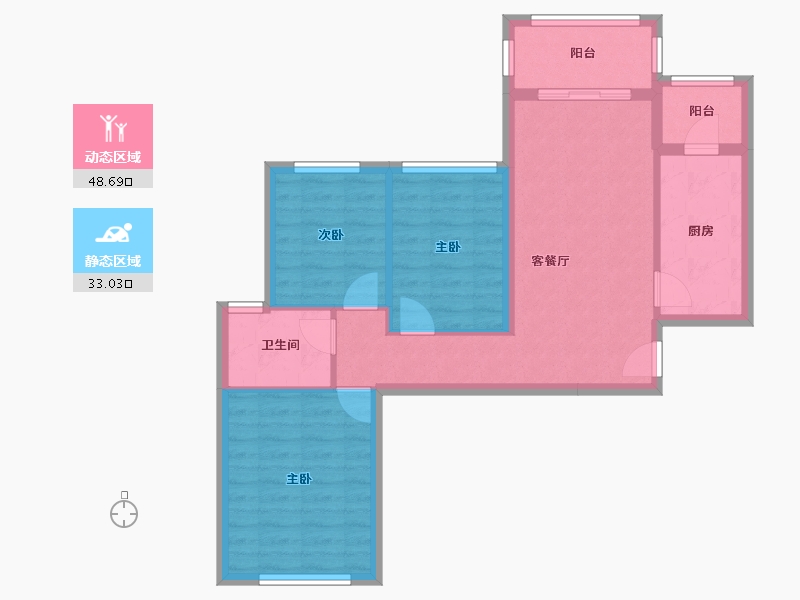 贵州省-贵阳市-万科大都会花样-72.87-户型库-动静分区