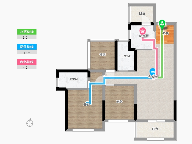 四川省-成都市-龙光・天府玖龙郡-71.30-户型库-动静线