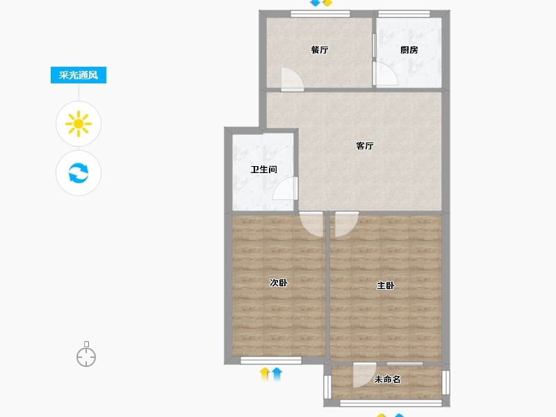 河北省-唐山市-凤凰园-76.37-户型库-采光通风