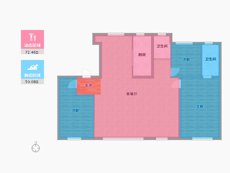 内蒙古自治区-包头市-万科中央公园-112.22-户型库-动静分区