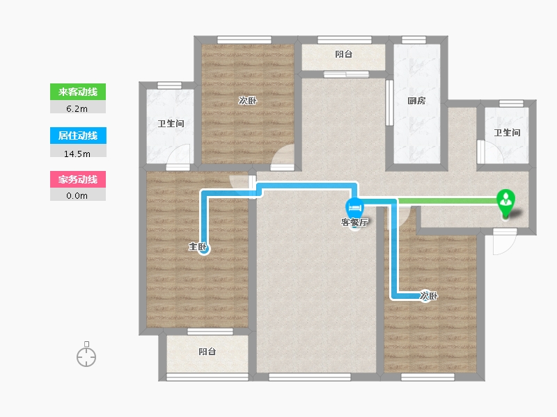 陕西省-宝鸡市-轩苑姜源华府-110.16-户型库-动静线