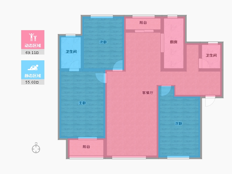 陕西省-宝鸡市-轩苑姜源华府-110.16-户型库-动静分区