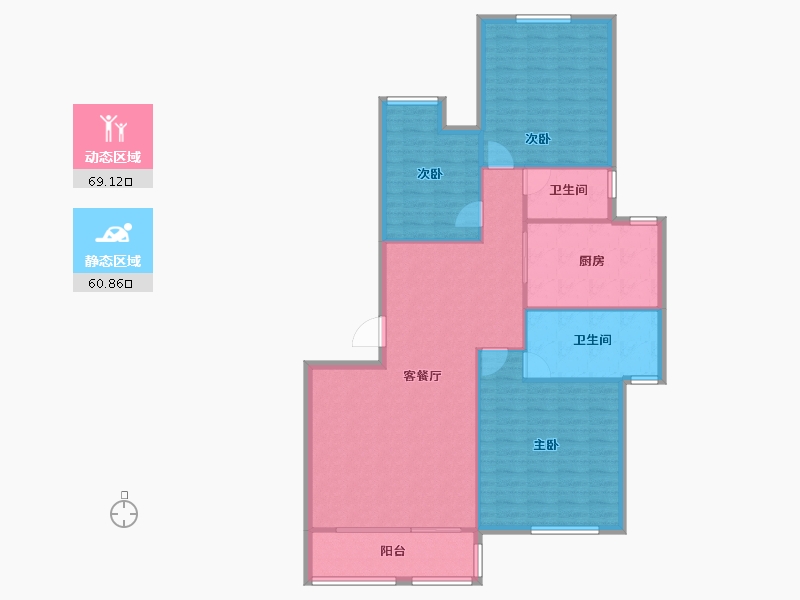 陕西省-西安市-中海华庭-119.70-户型库-动静分区