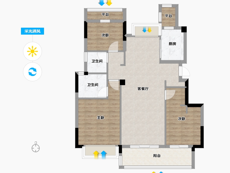 浙江省-杭州市-德信时代公馆-87.50-户型库-采光通风