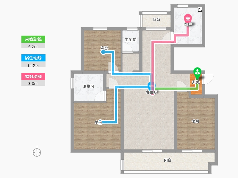 河南省-洛阳市-中浩德・山水文苑-100.89-户型库-动静线