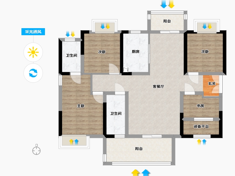 湖南省-长沙市-润和滨江广场-99.58-户型库-采光通风