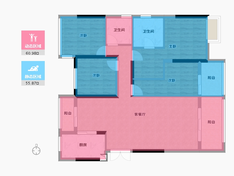 安徽省-合肥市-融侨观澜-104.57-户型库-动静分区