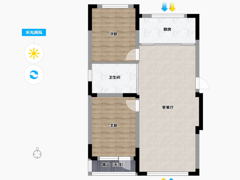 吉林省-长春市-恒居一号-71.39-户型库-采光通风