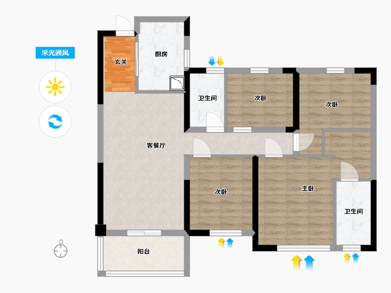 湖南省-长沙市-保利海德公园-91.48-户型库-采光通风