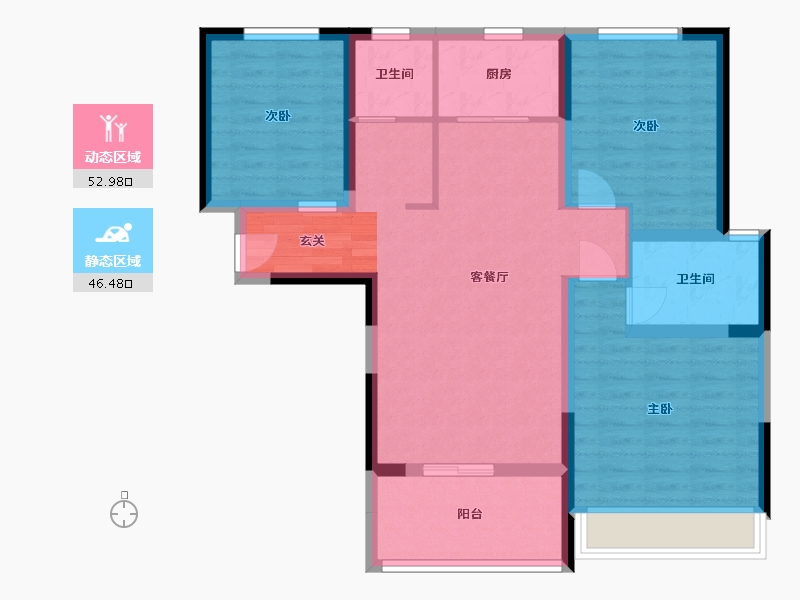 河南省-洛阳市-京熙帝景三期-88.42-户型库-动静分区