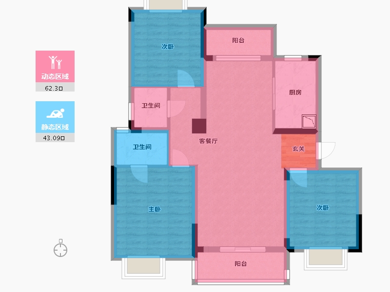 湖北省-武汉市-武汉中国健康谷-93.68-户型库-动静分区