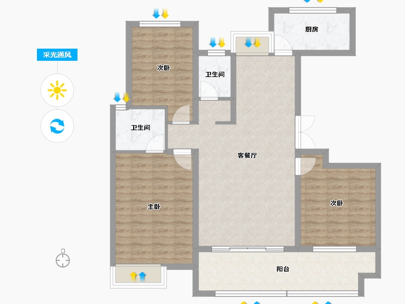 山东省-济宁市-栖贤雅苑-102.19-户型库-采光通风