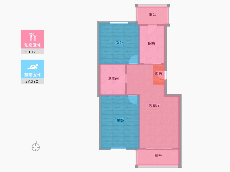 天津-天津市-锦西南里-71.15-户型库-动静分区