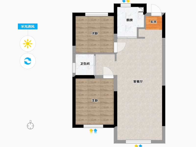 吉林省-长春市-天泽凯旋华府-58.56-户型库-采光通风