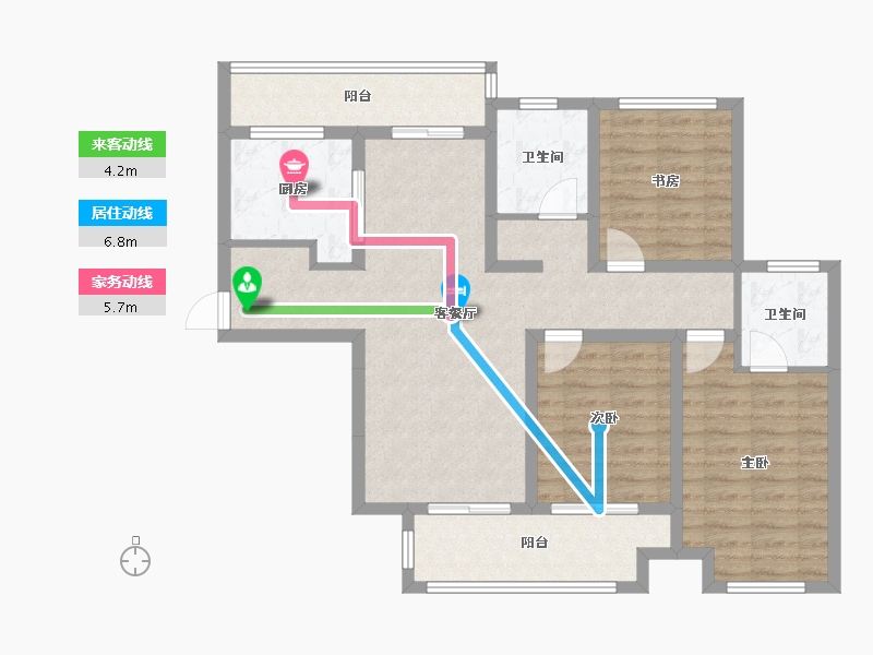 江苏省-徐州市-北辰花园-94.72-户型库-动静线