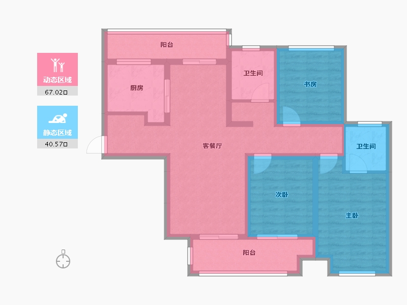 江苏省-徐州市-北辰花园-94.72-户型库-动静分区