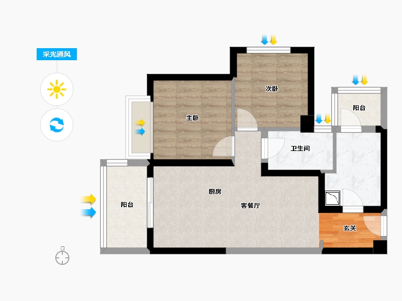 四川省-成都市-中海万锦熙岸二期-58.22-户型库-采光通风